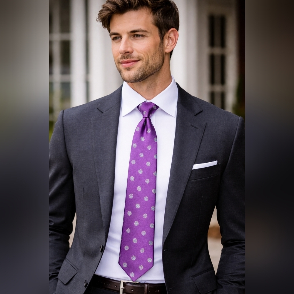 Peter Millar Men’s Silk Tie – Made in Italy – Purple Paisley – Like New